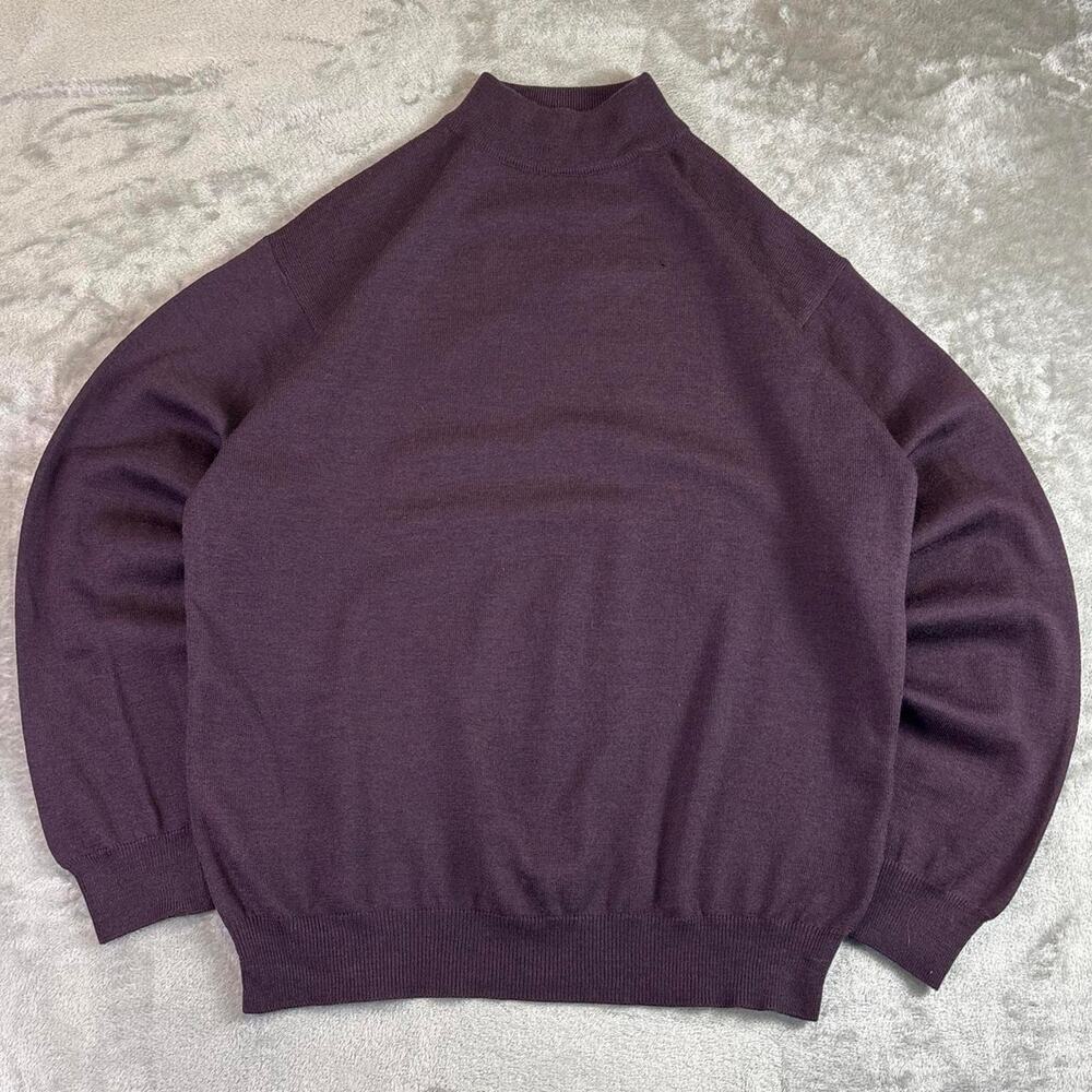 MdM Mondo Di Marco Wool Sweater Mens Medium Italy Mock Neck Purple Minimalist